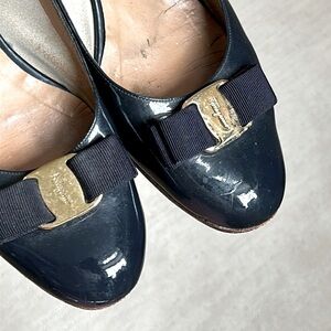 Salvatore Ferragamo Black Heels with Gold Accents